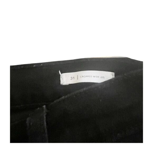 BLDWN Women’s High Rise Cropped Wide Leg Jeans Size 31 Black Exposed Buttons - Picture 7 of 8